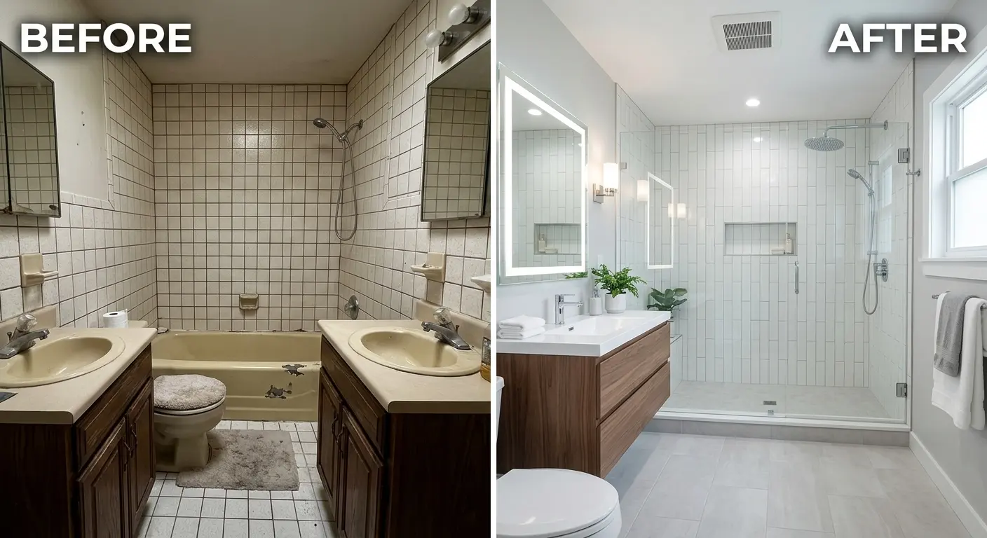 Before and after bathroom remodel comparison